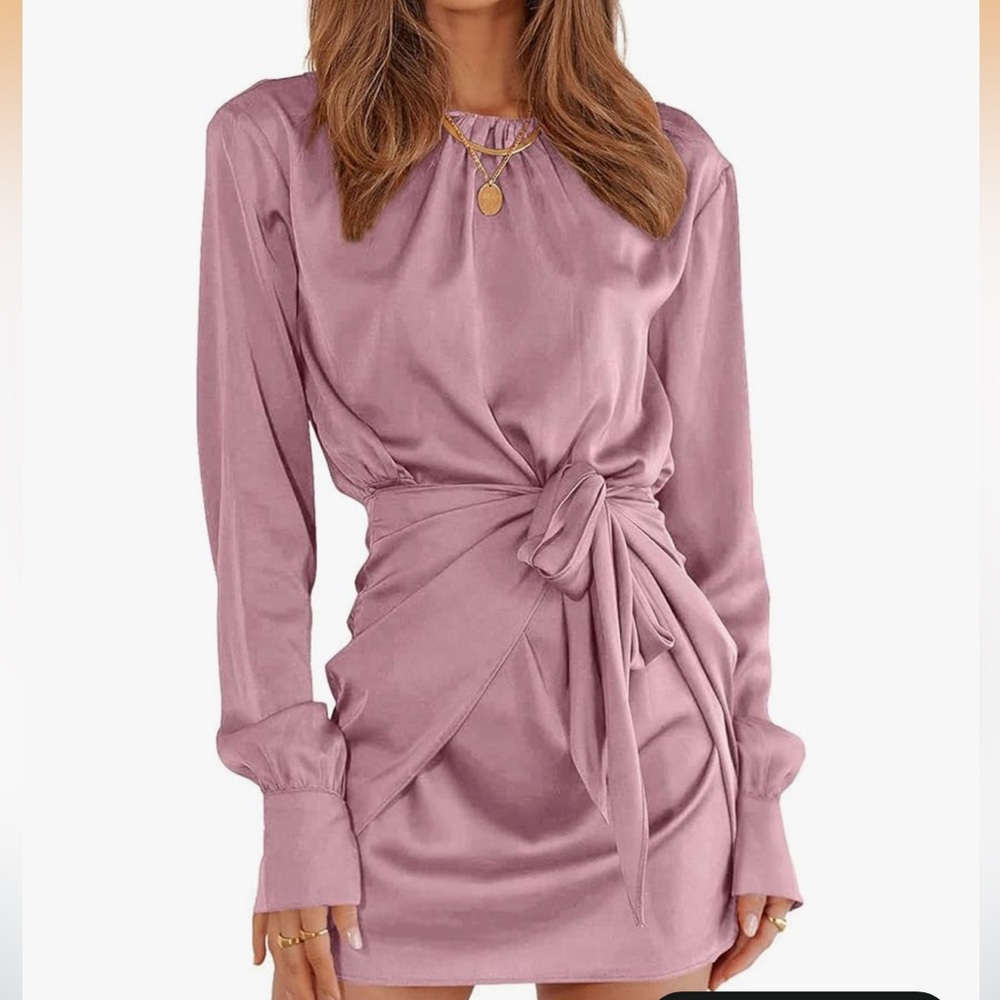 Elegant Pink Long Sleeve Dress